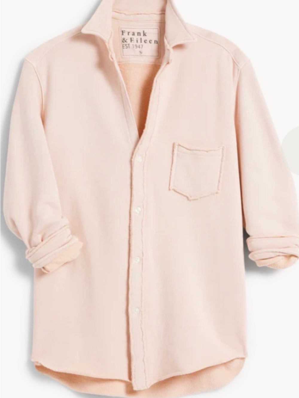 Frank & Eileen Deluxe Sweatshirt/Shirt Blush Pink Button-Down Xl